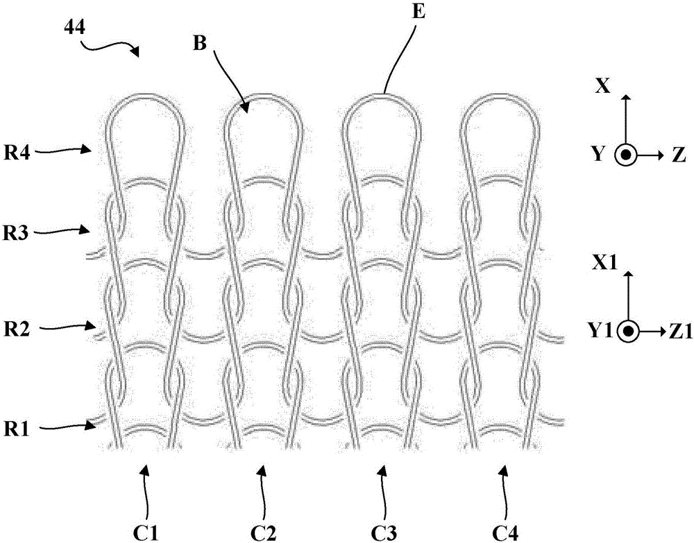 Tire including a knitted fabric