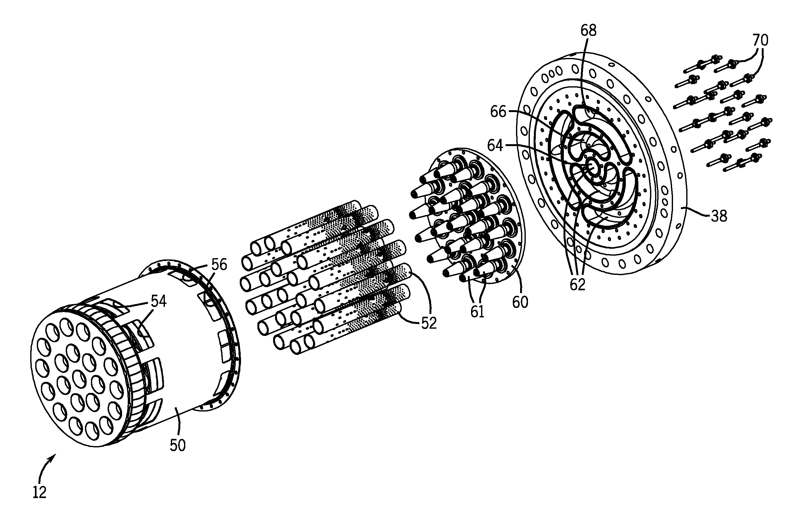 Premixing apparatus for fuel injection in a turbine engine