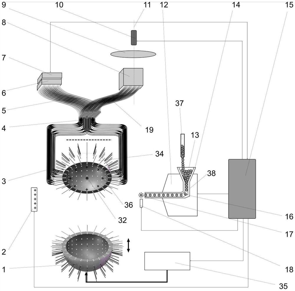 Hemispherical space compound eye-like somatic cell laser-induced fluorescence detector