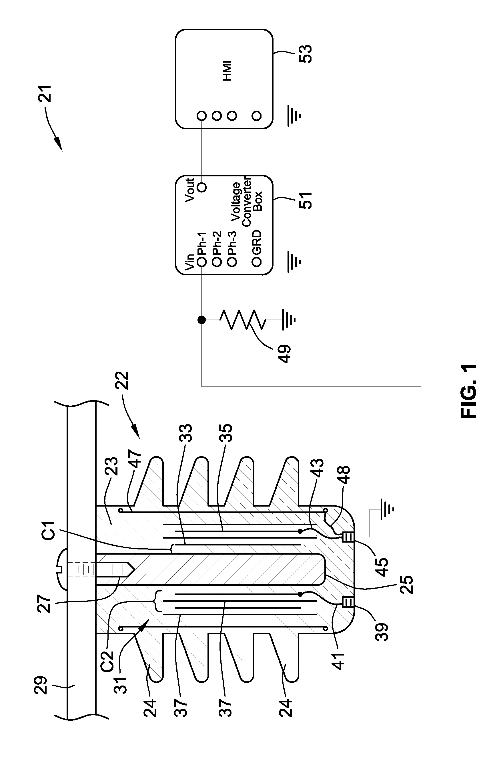 Capacitive voltage sensor for medium voltage metering