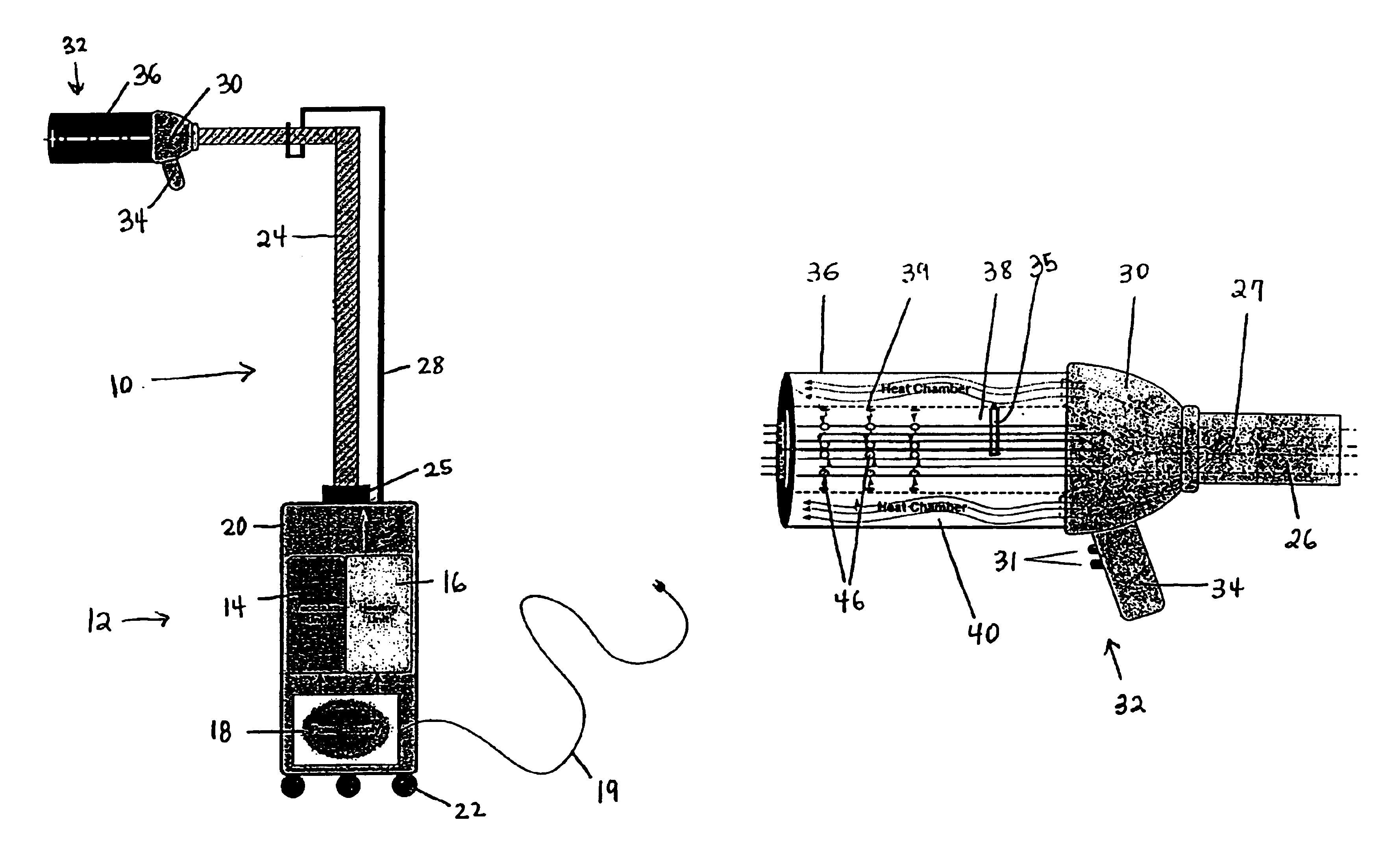 Grooming device with vacuum for drying and straightening hair