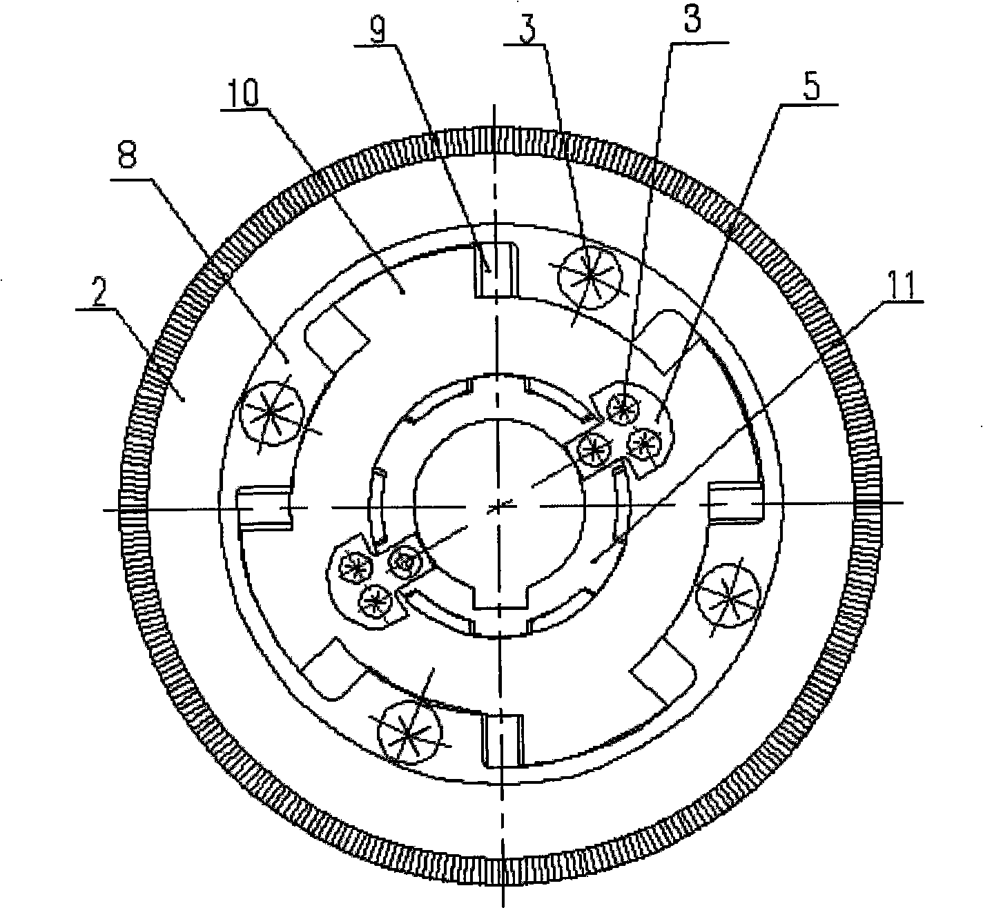 Underwater suction type jaw clutch device