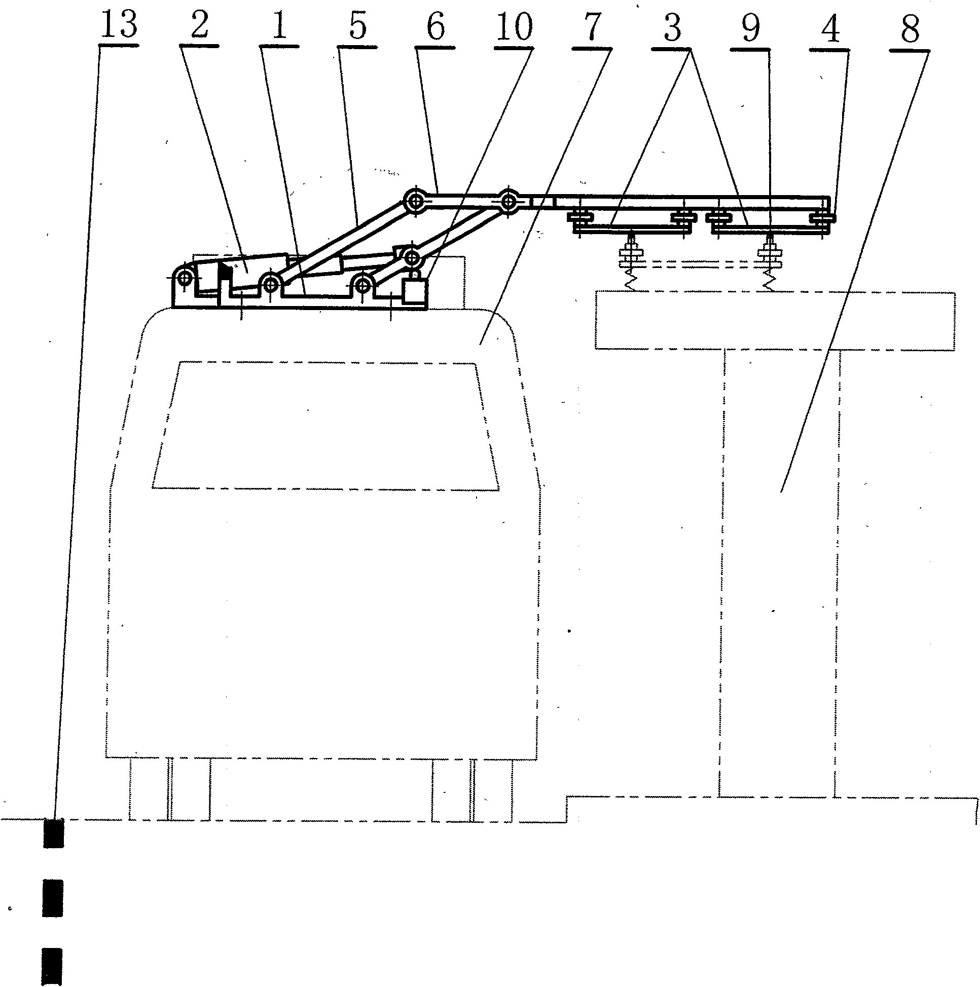 Single pole translational type public transportation trolley bus pantograph