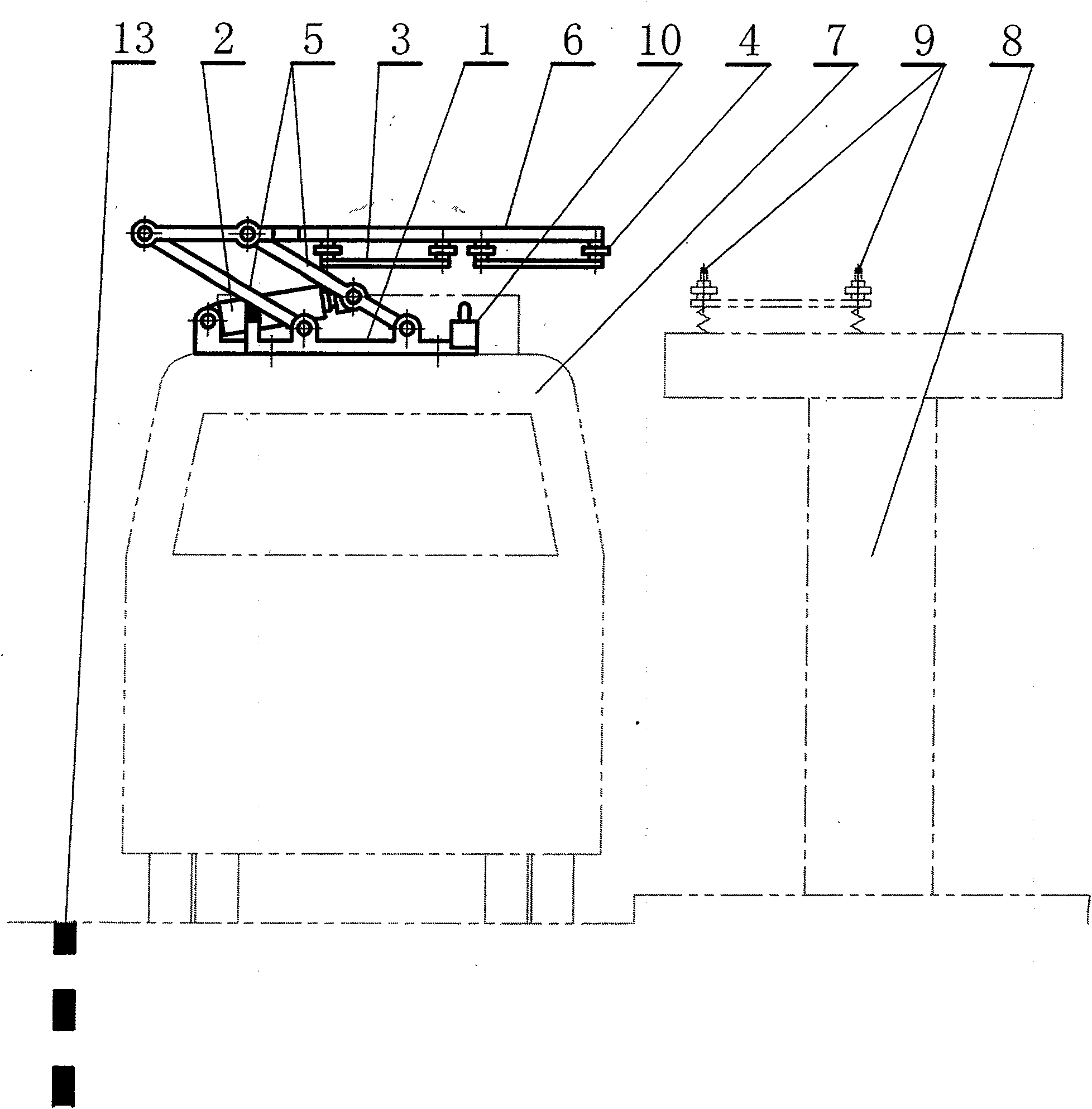 Single pole translational type public transportation trolley bus pantograph