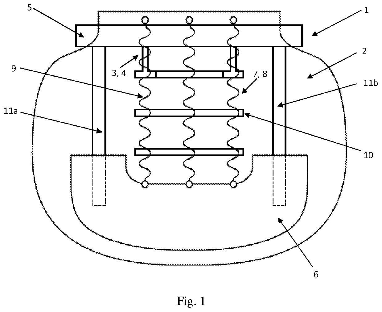 Device for reduction of vertical peak acceleration