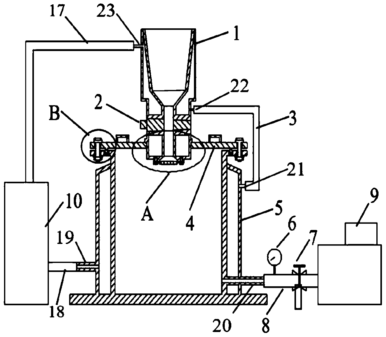 Solid fuel vacuum pouring device