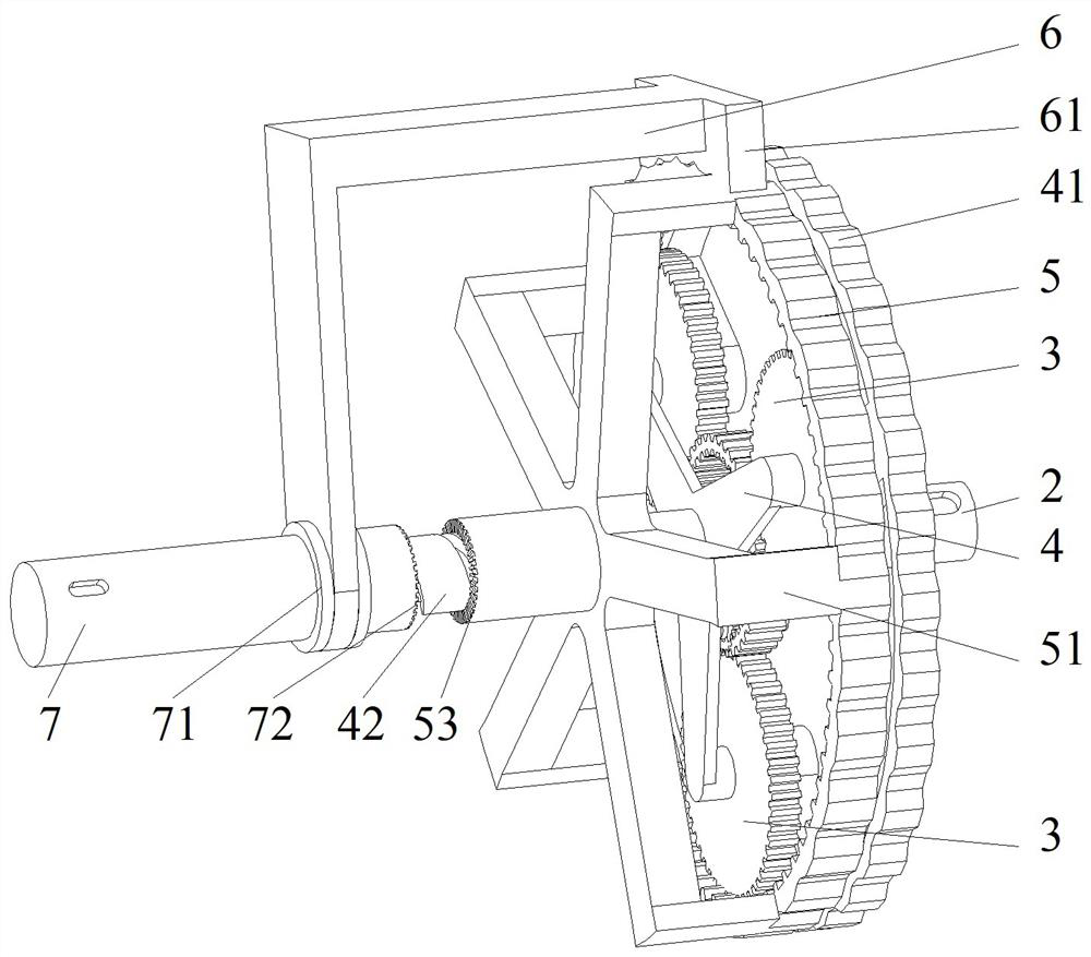 Embedded planetary speed reducing mechanism