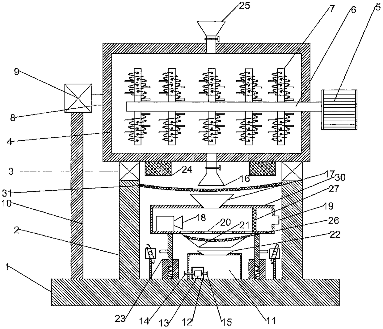 Rice threshing device with drying function