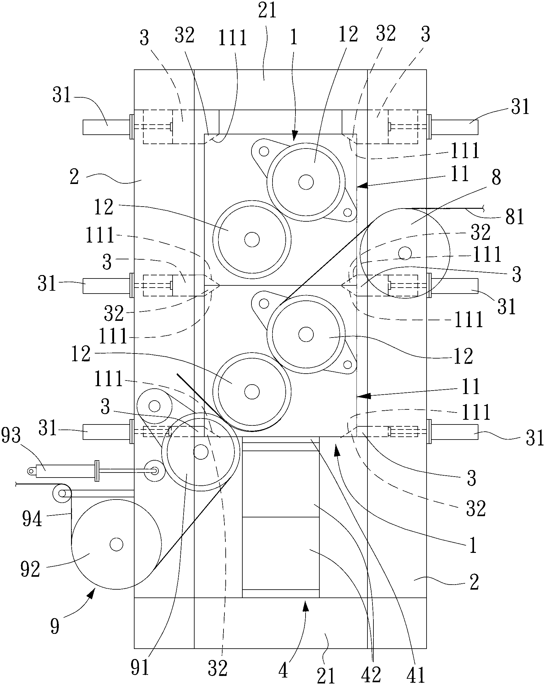 Frame used for corrugating machine roller train