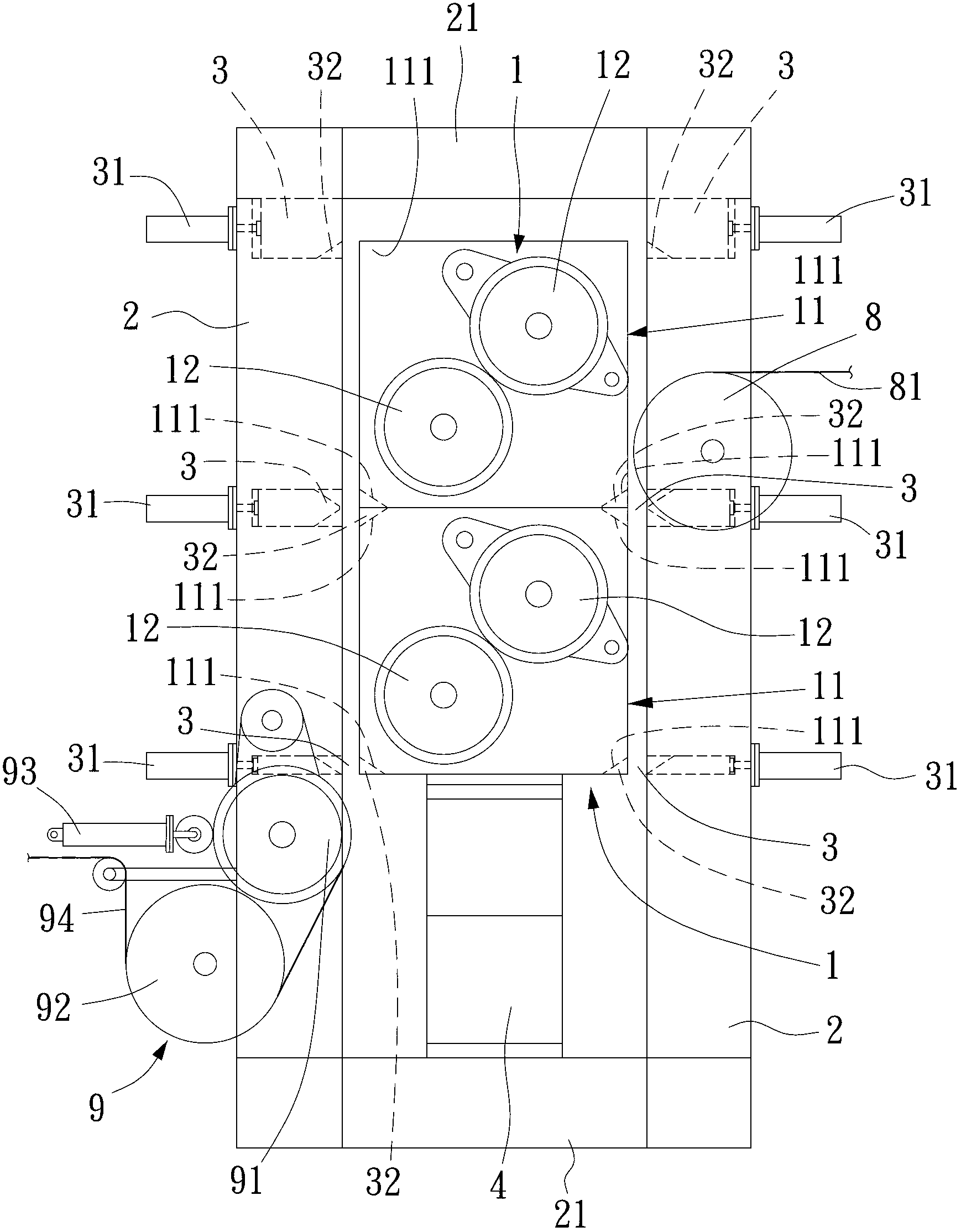 Frame used for corrugating machine roller train