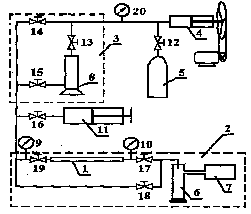 Method for oil extraction by means of air injection and low-temperature oxidation and experiment device