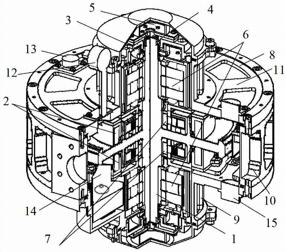 Five-freedom active magnetic bearing type dual-axis angular rate gyroscope