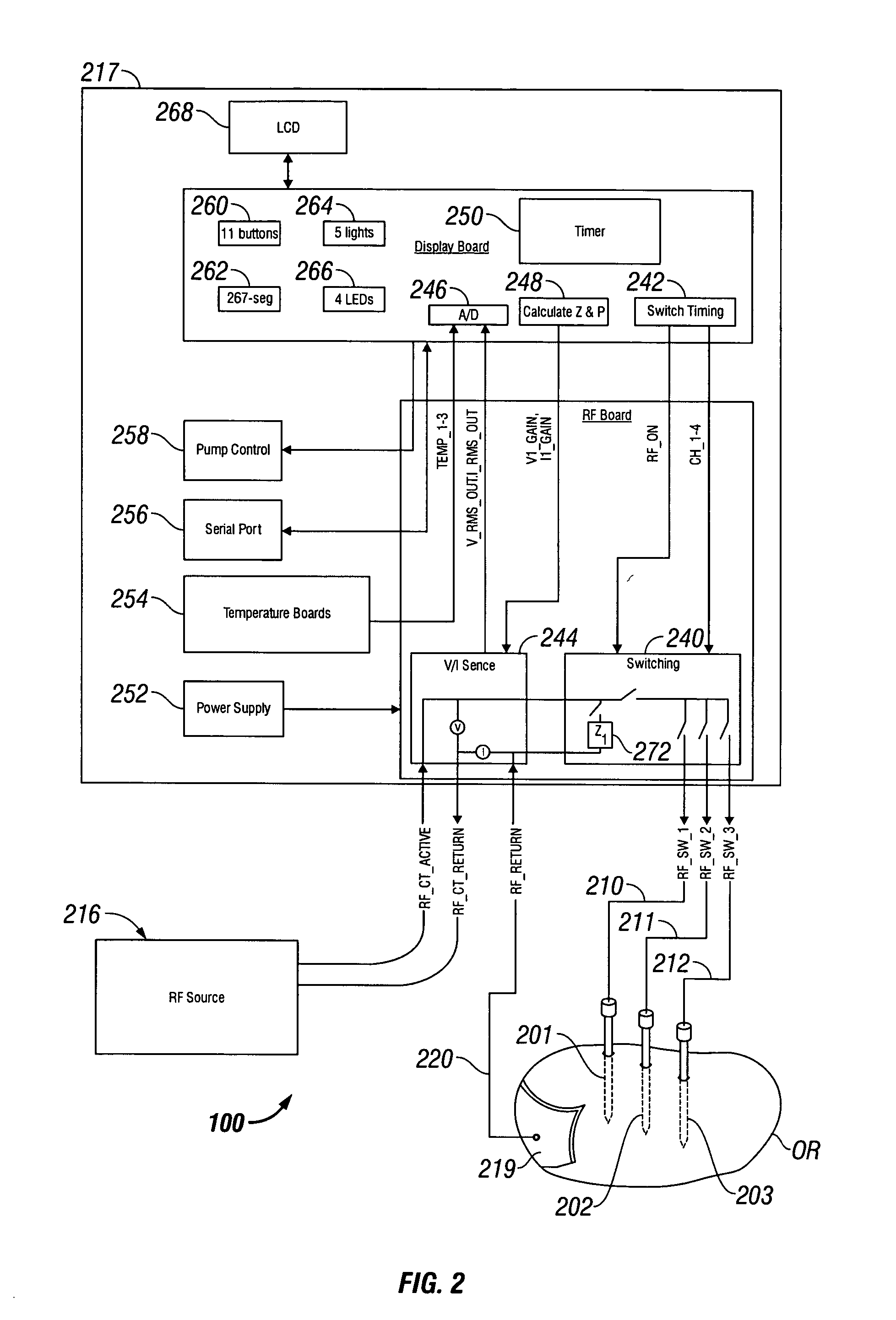 Electrosurgical system employing multiple electrodes and method thereof