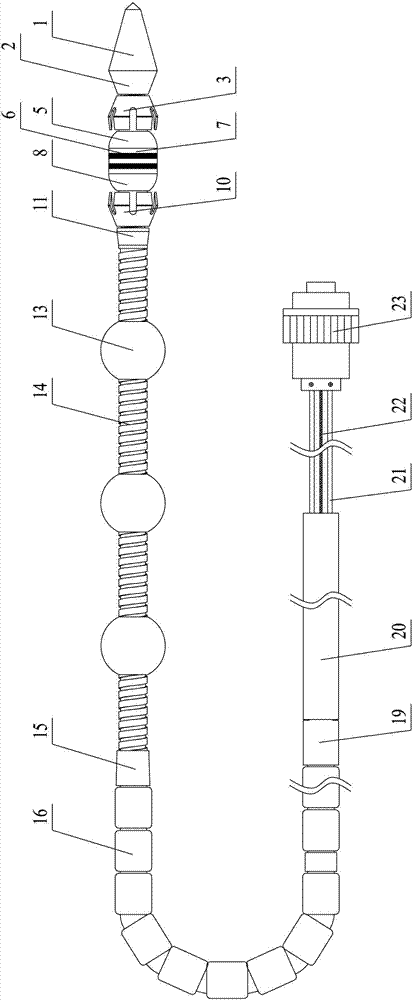 Flexible eddy current testing probe for heat transfer pipe of steam generator of nuclear power plant