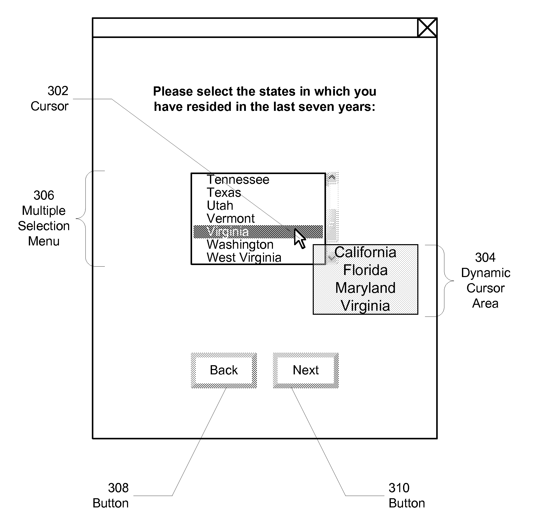 Method and system for using a dynamic cursor area to facilitate user interaction