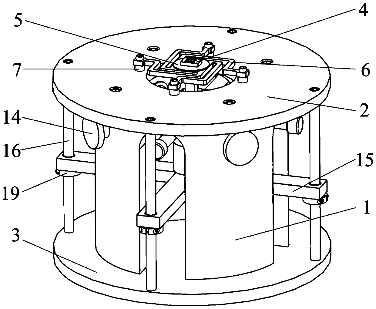 A mems microstructure four-axis excitation device driven by piezoelectric ceramics