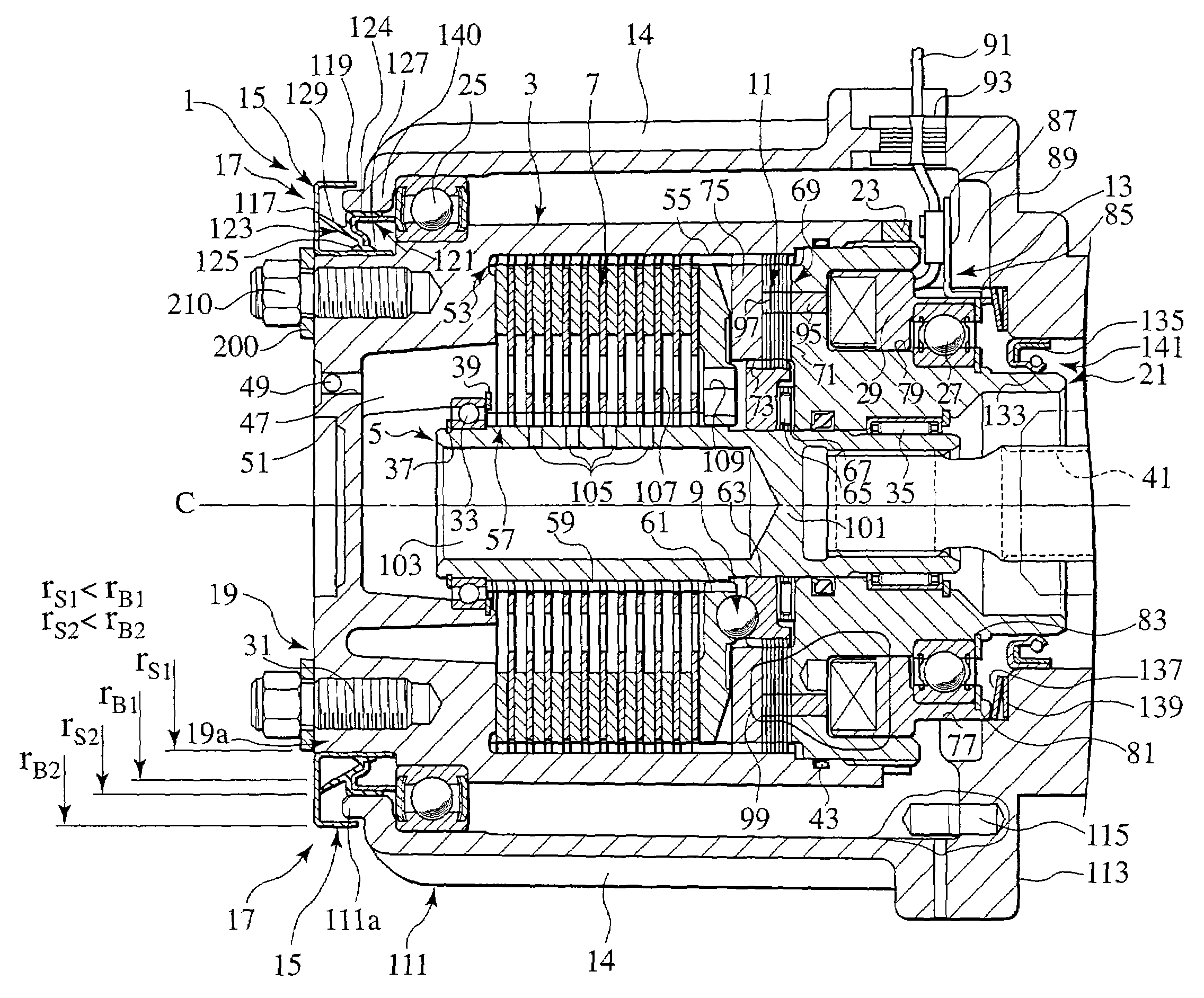 Seal structure for relatively rotational members