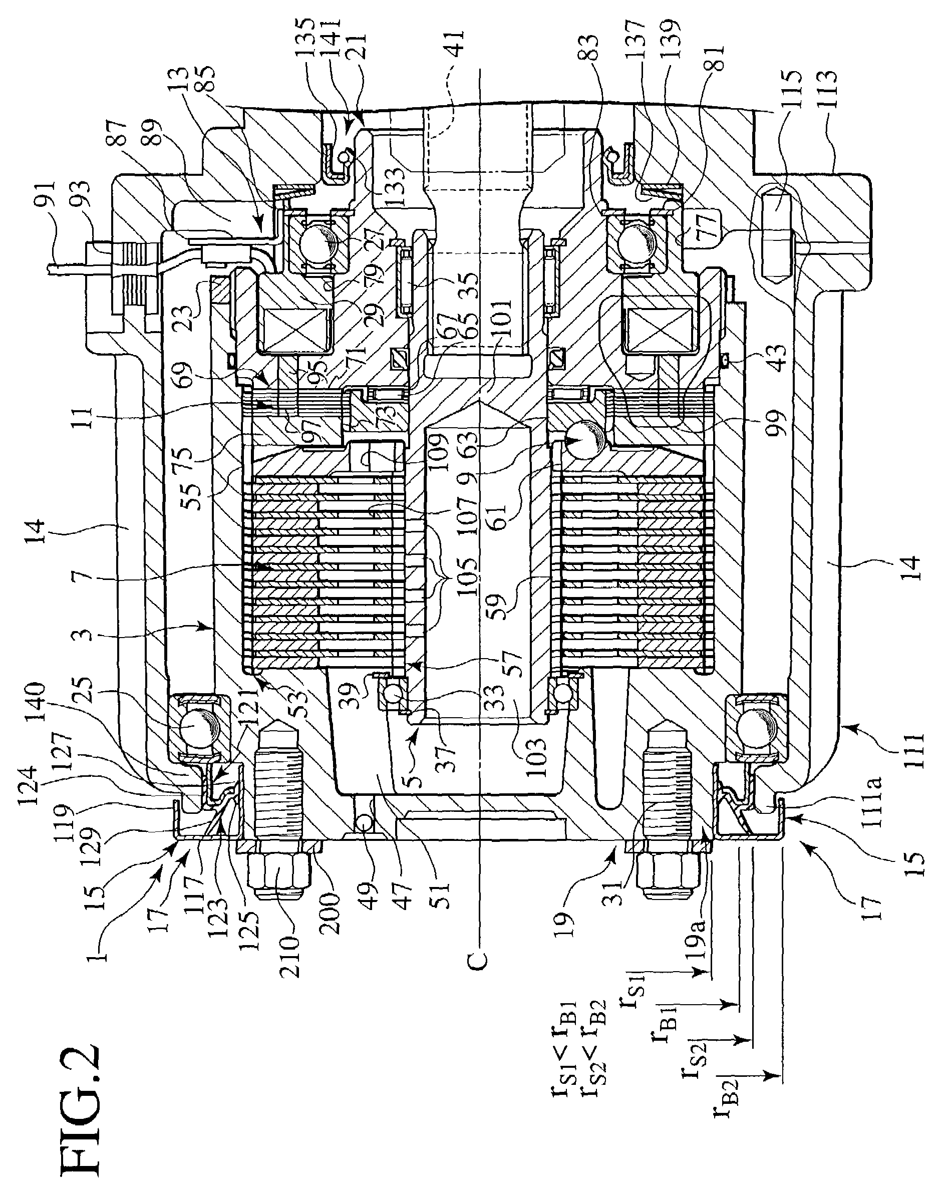 Seal structure for relatively rotational members