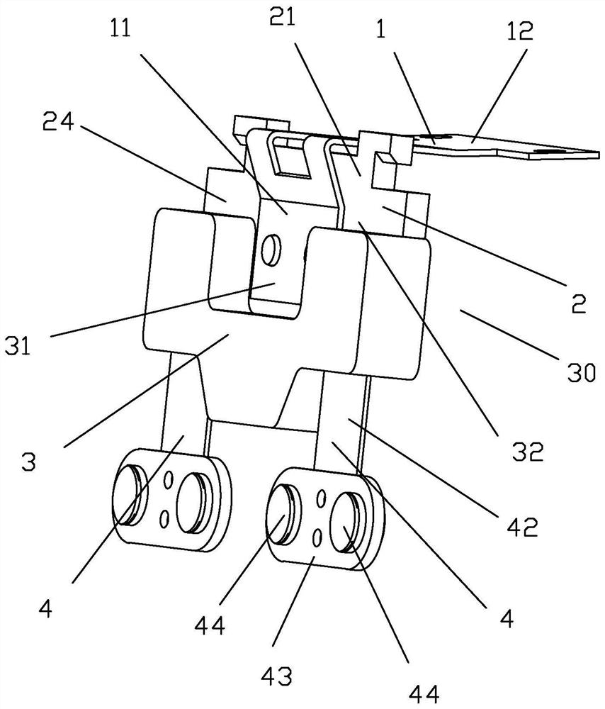 Movable spring armature component and clapper relay thereof