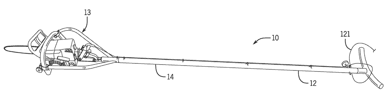 Pole Saw Conversion Device to Extend an Operable Reach of a Chain Saw