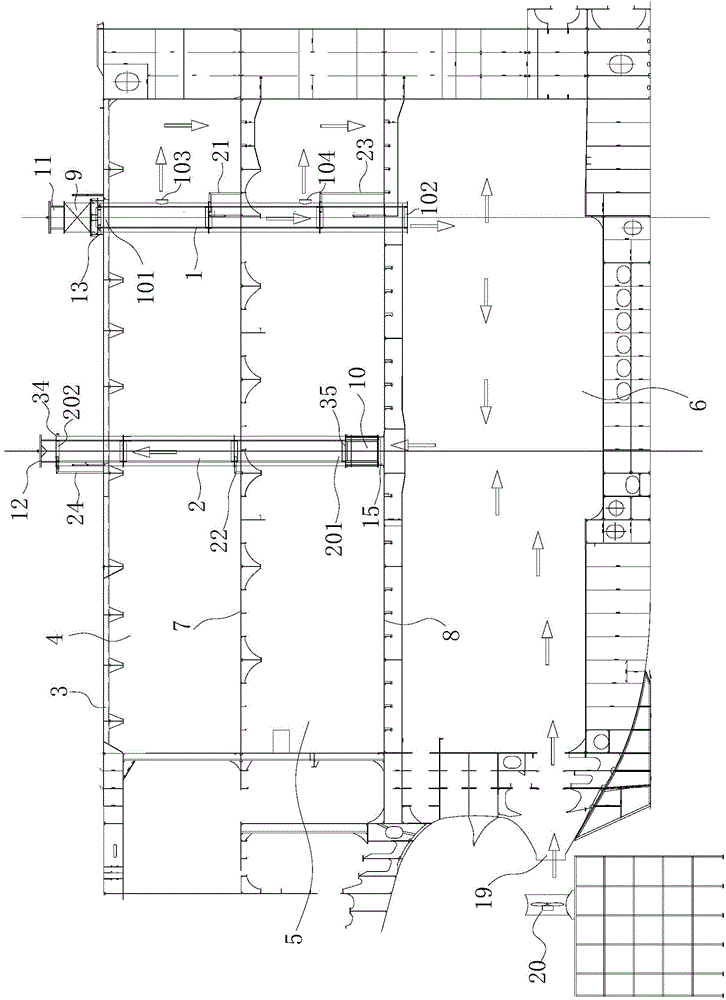 Ship engine room ventilation assembly