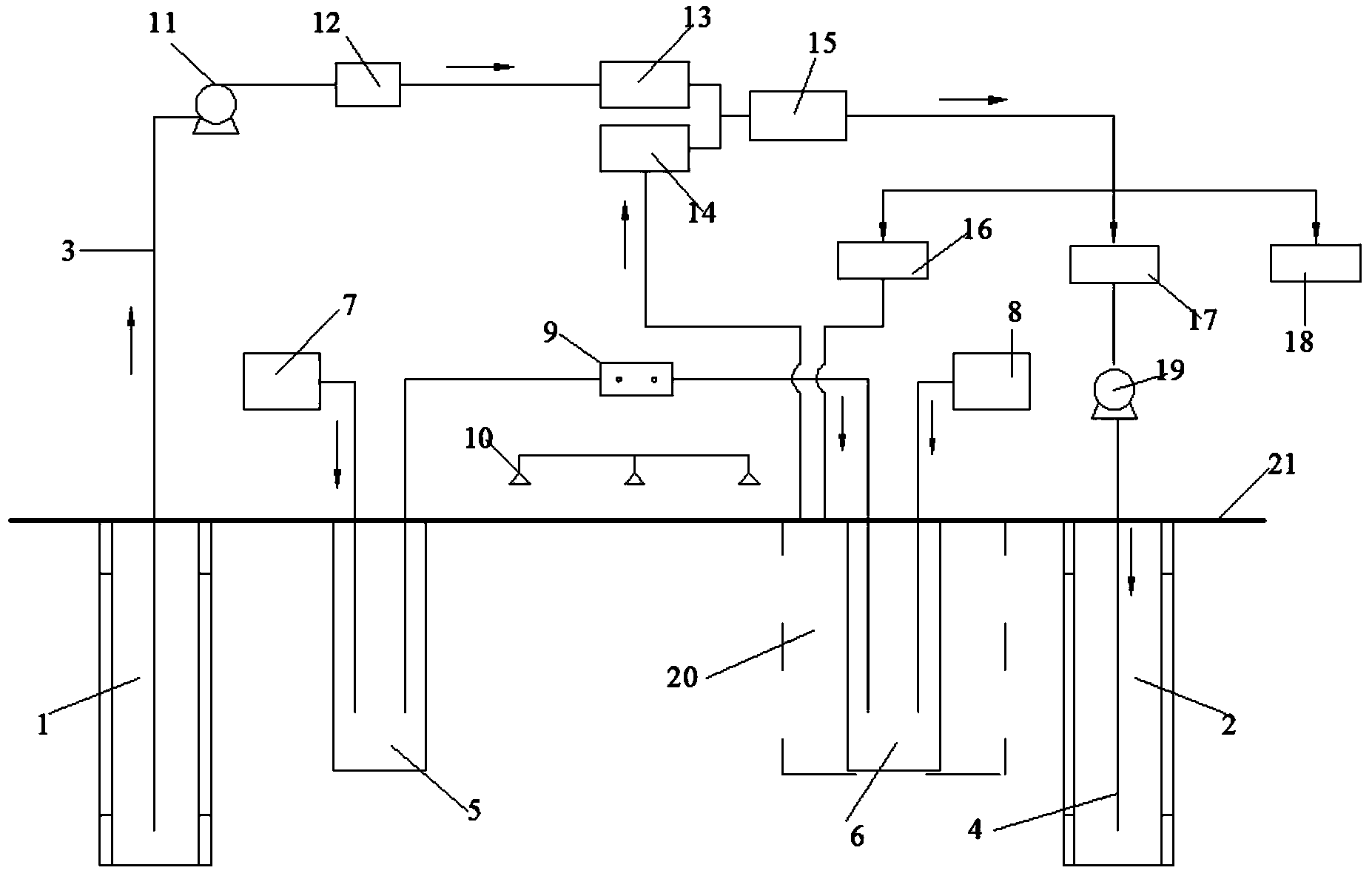 Device and method for restoring uranium-polluted soil by adopting comprehensive united technology