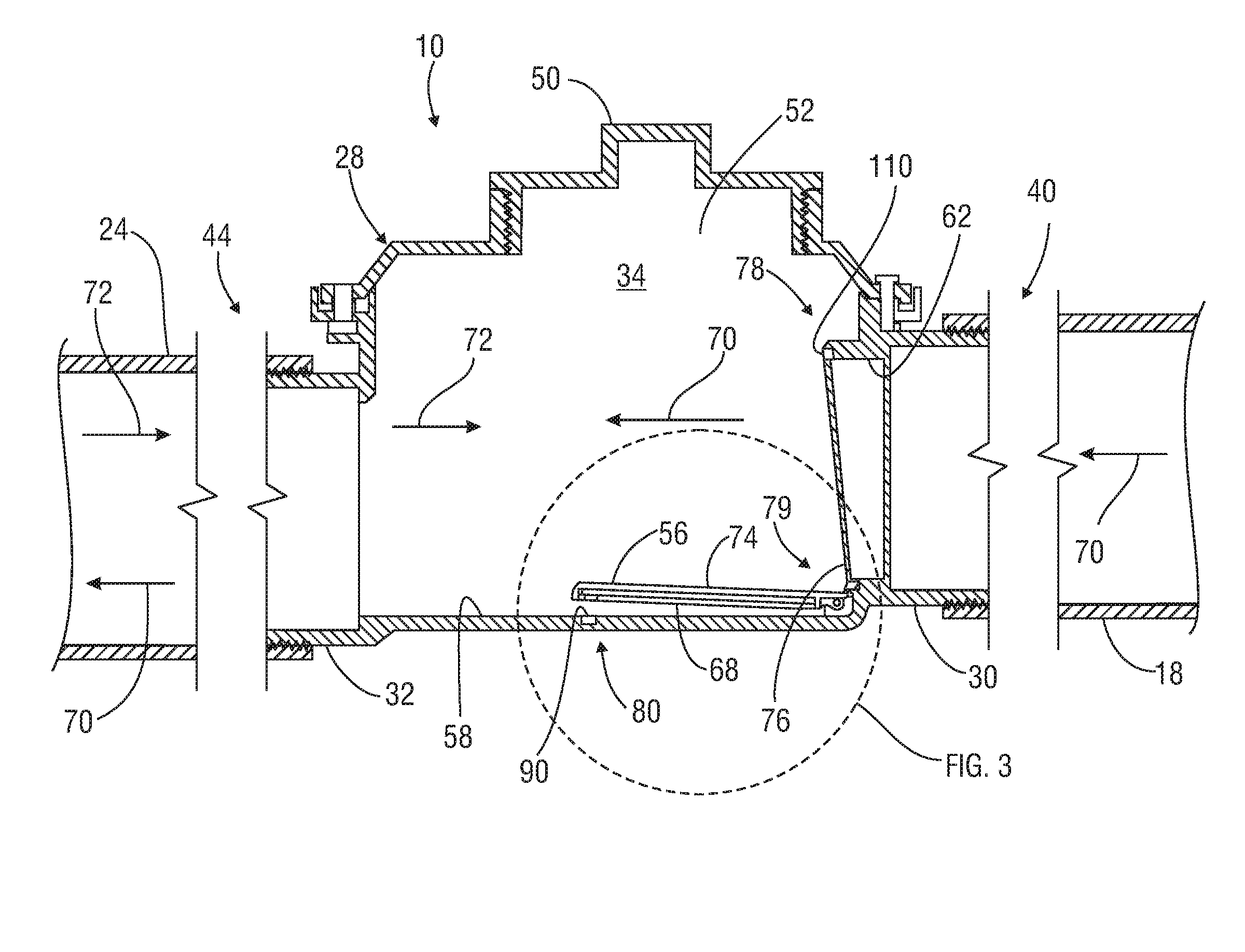 Normally-open backwater valve with suspended flapper