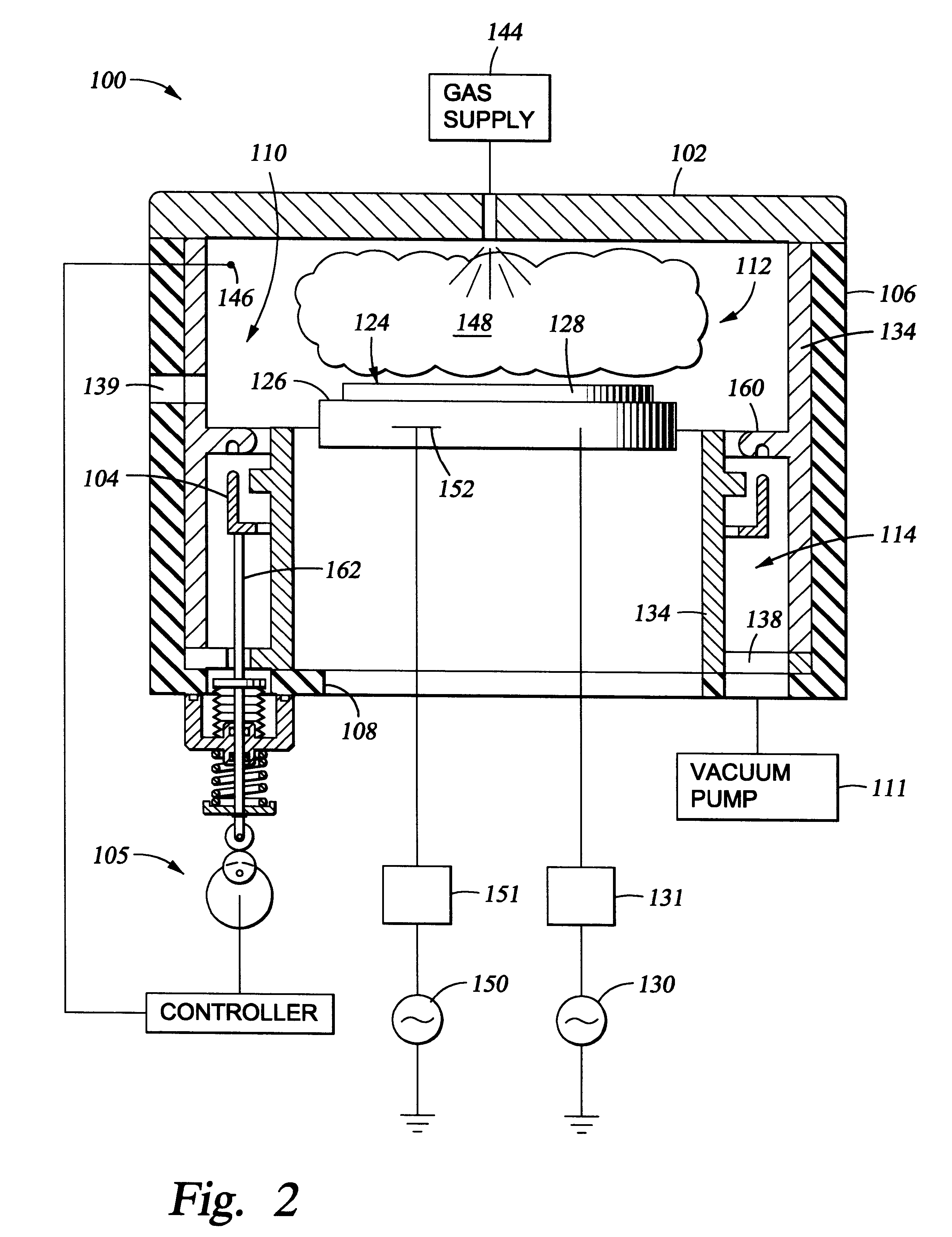 Method and apparatus for semiconductor processing chamber pressure control