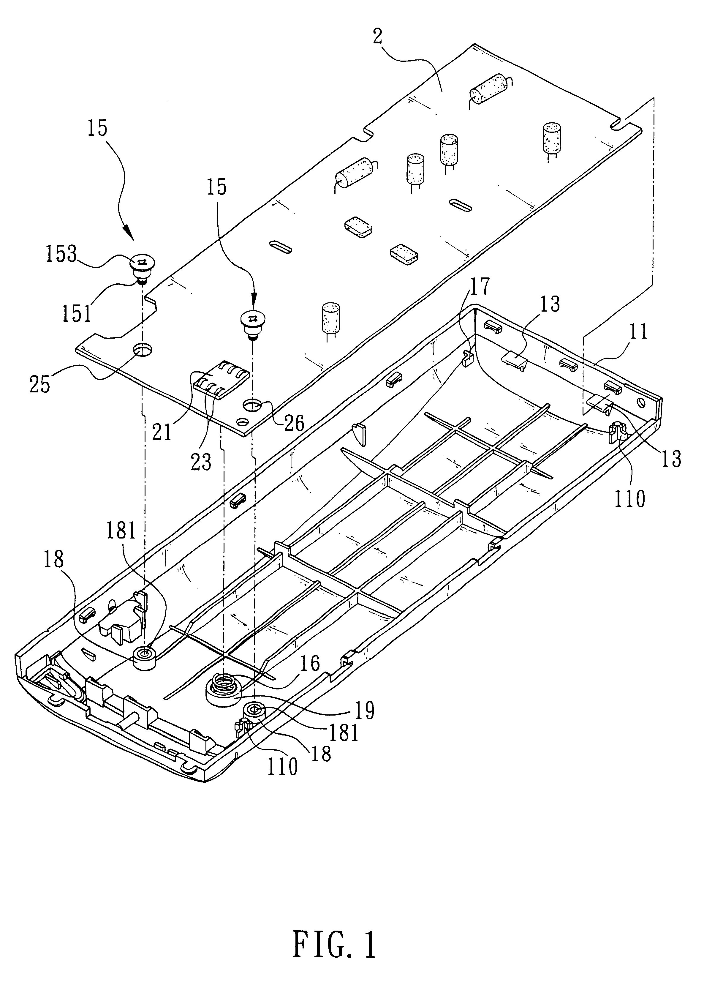 Modular machine board structure capable of automatically correcting the contact travel for an electronic device