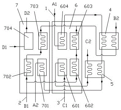 Supplementary combustion lithium bromide absorption heat exchange system that provides two channels of hot water at the same time