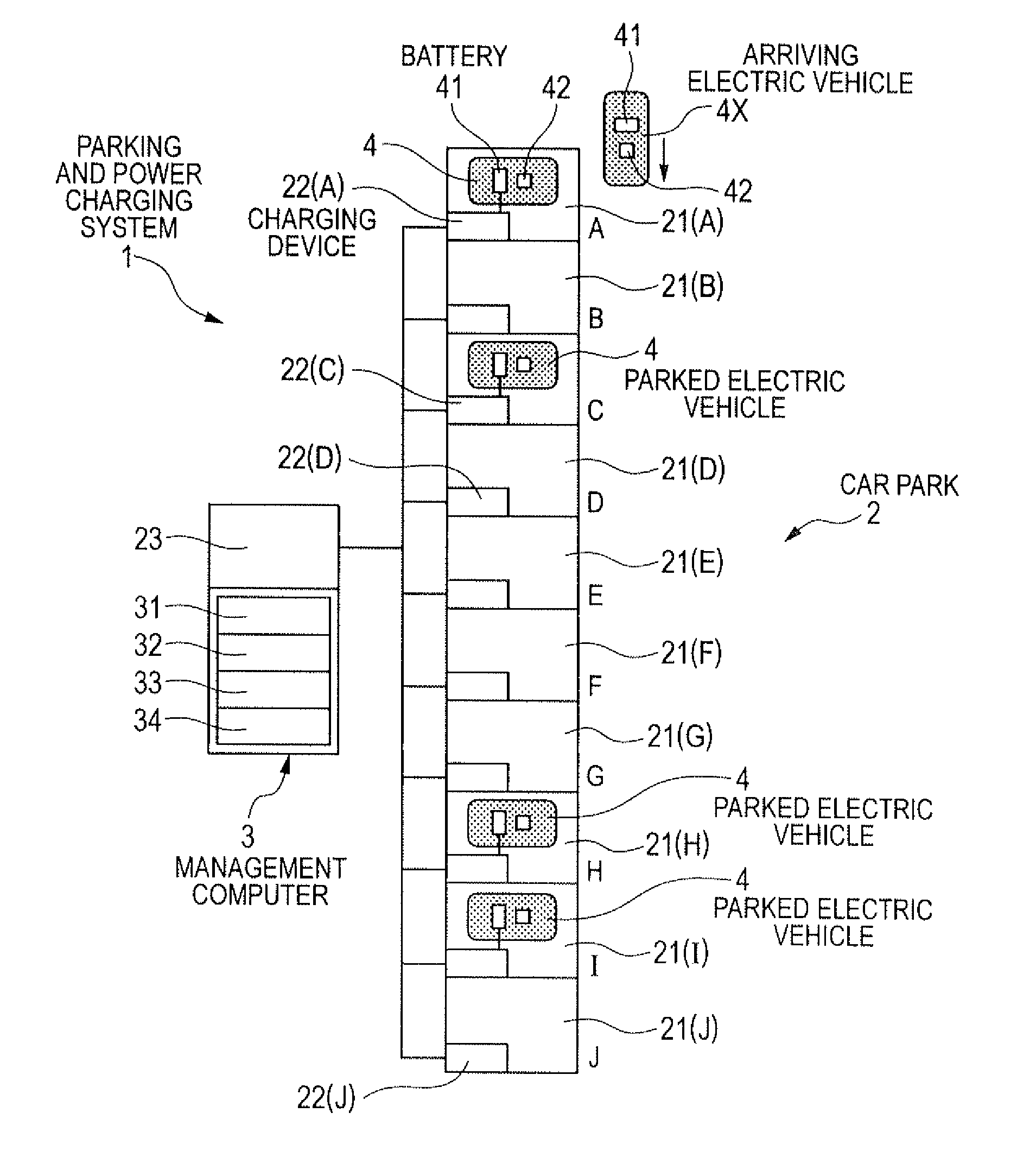 Parking and power charging system