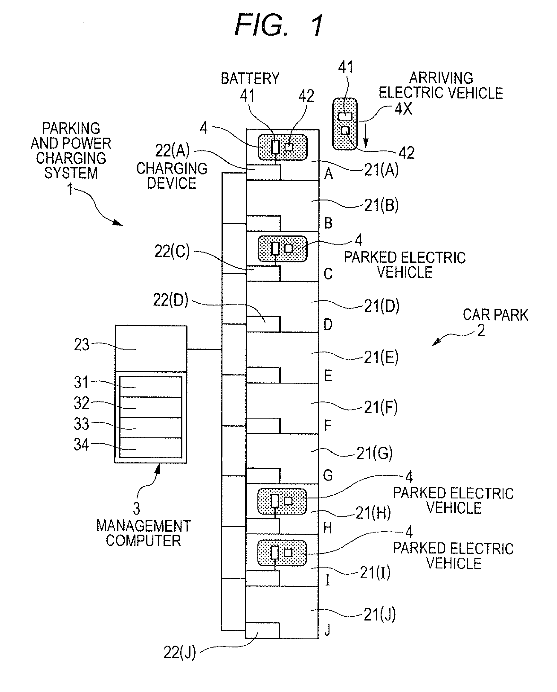 Parking and power charging system