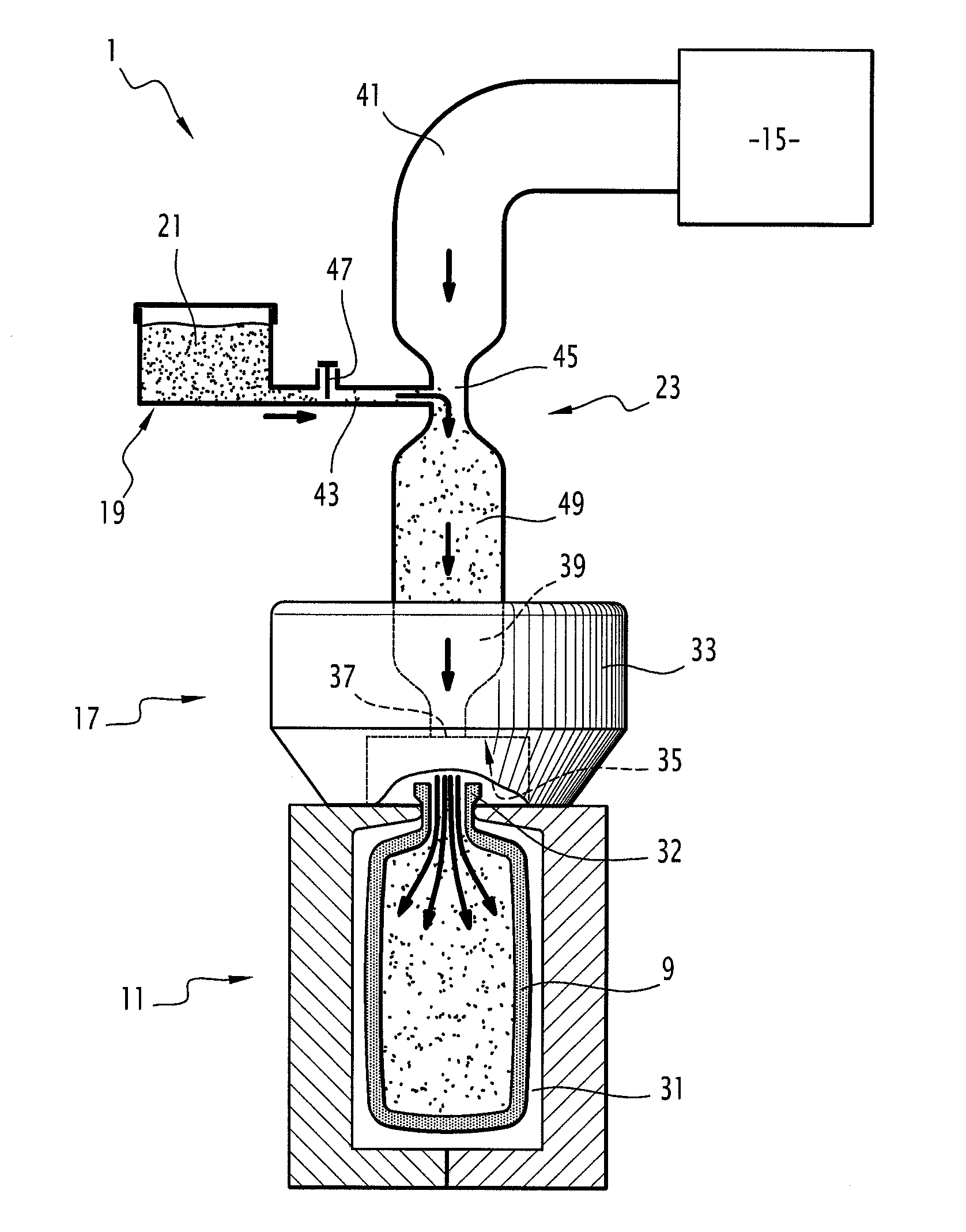 Facility and method for manufacturing a hollow glass article