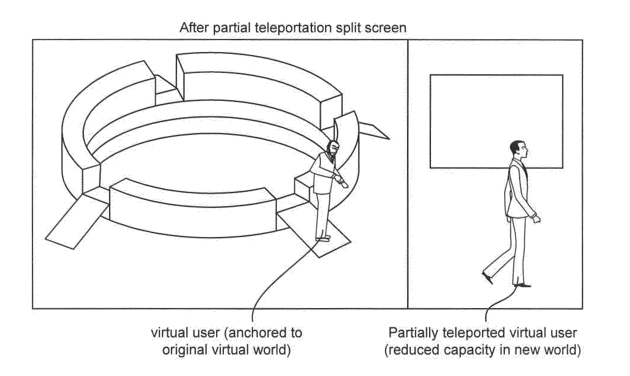 System and Method for Using Partial Teleportation or Relocation in Virtual Worlds