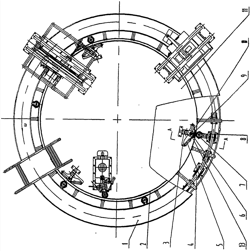 Rotary type annular soil-bin test platform braking mechanism