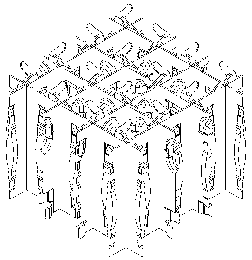 Nuclear fuel assembly based structural grillwork with flow hybrid coordinating effect