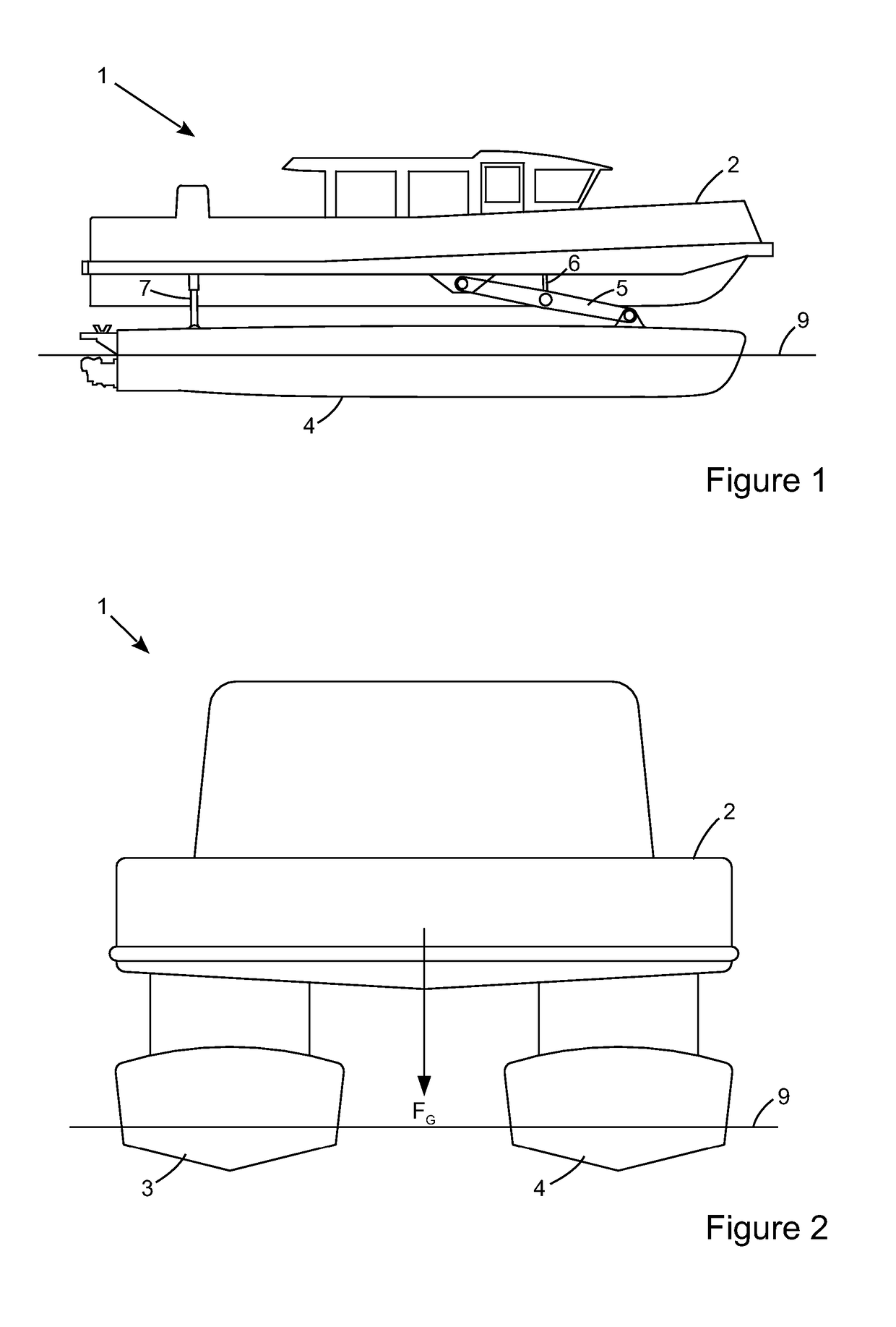 Control of multi-hulled vessels