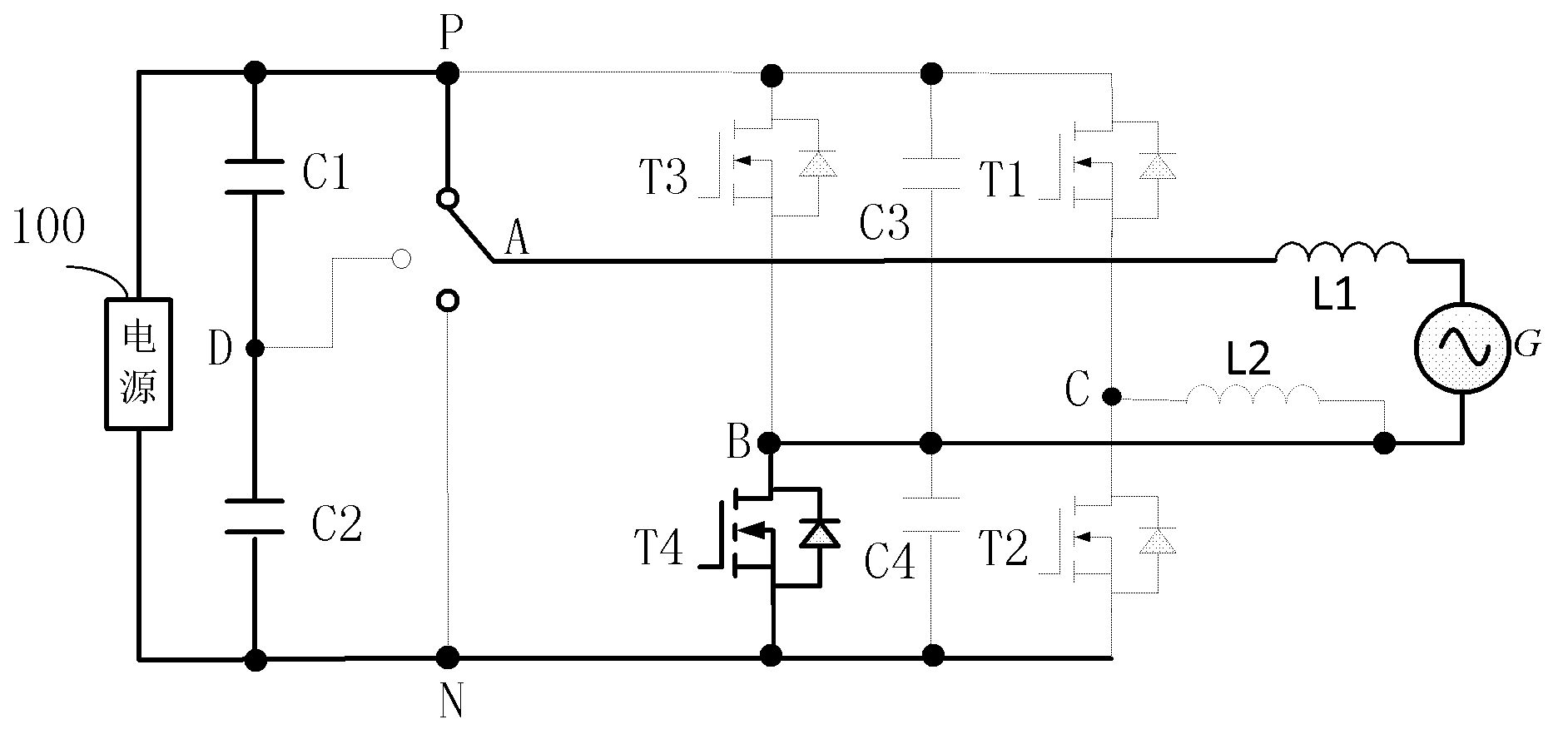 Five-level inverter and method for controlling leakage current thereof