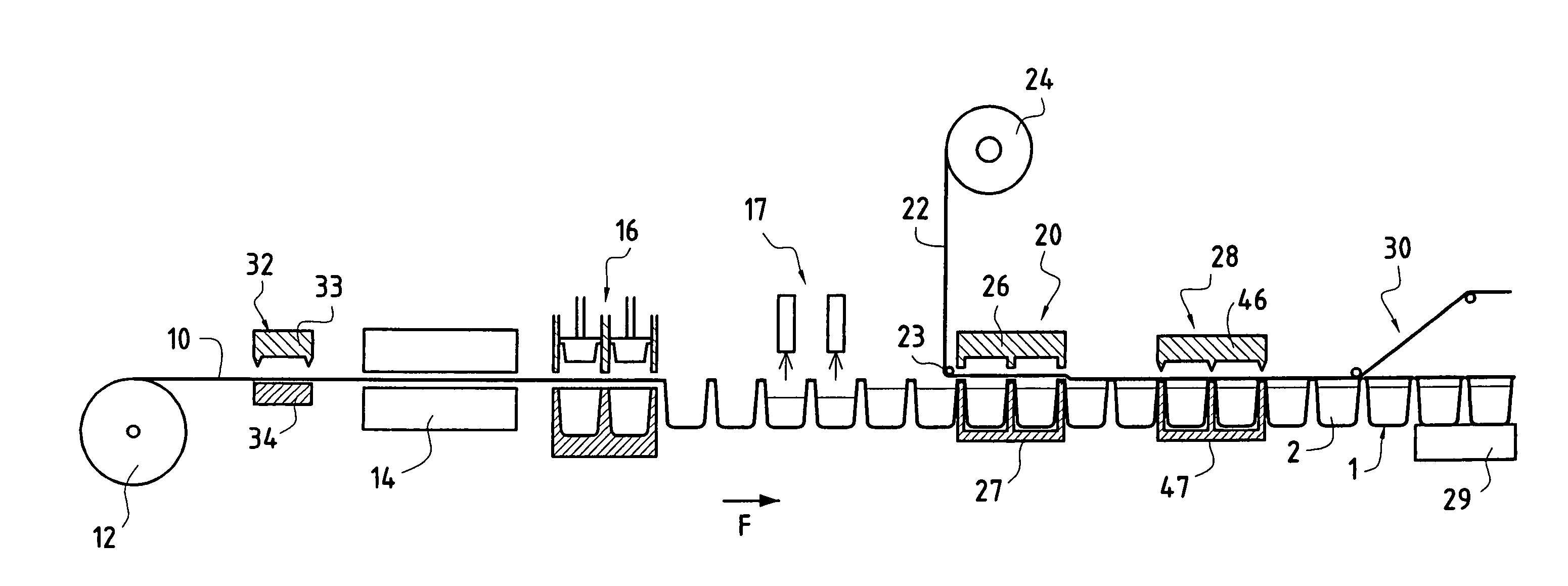 Method and installation for making and filling containers having membrane seal provided with a pull tab