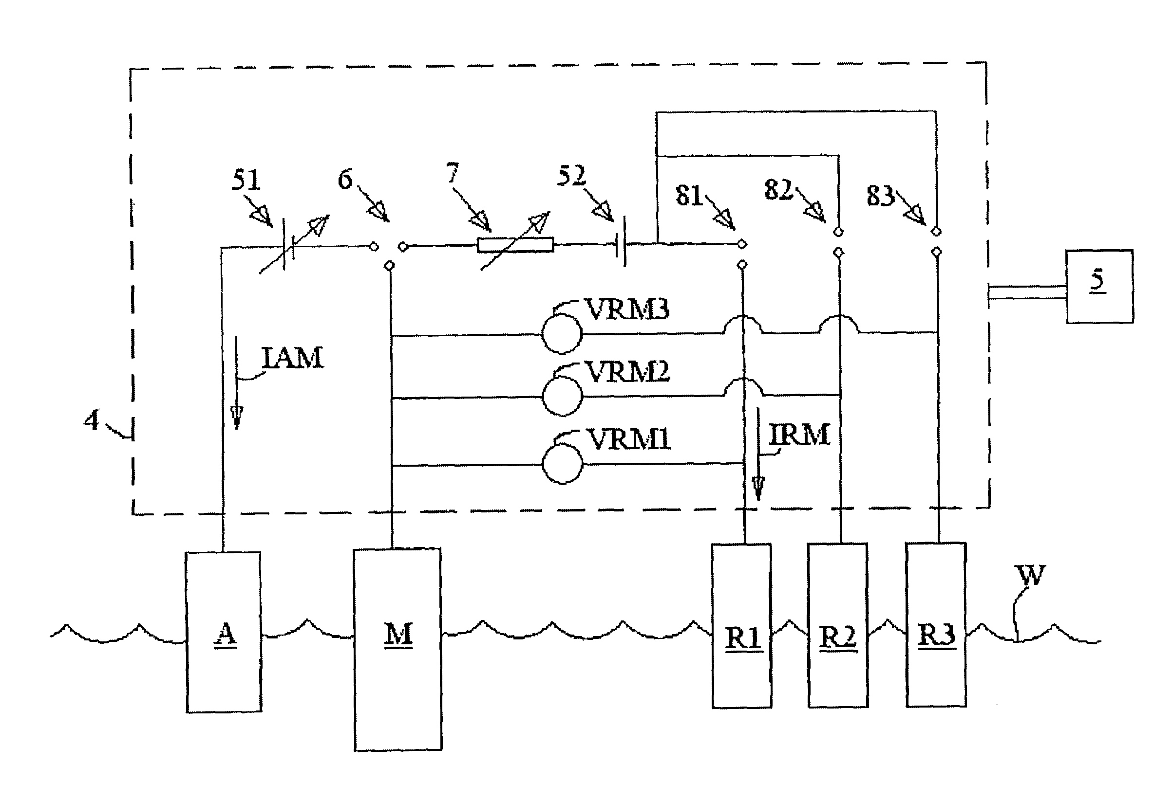 Auxiliary device, a marine surface vessel, and a method for corrosion protection in a marine construction