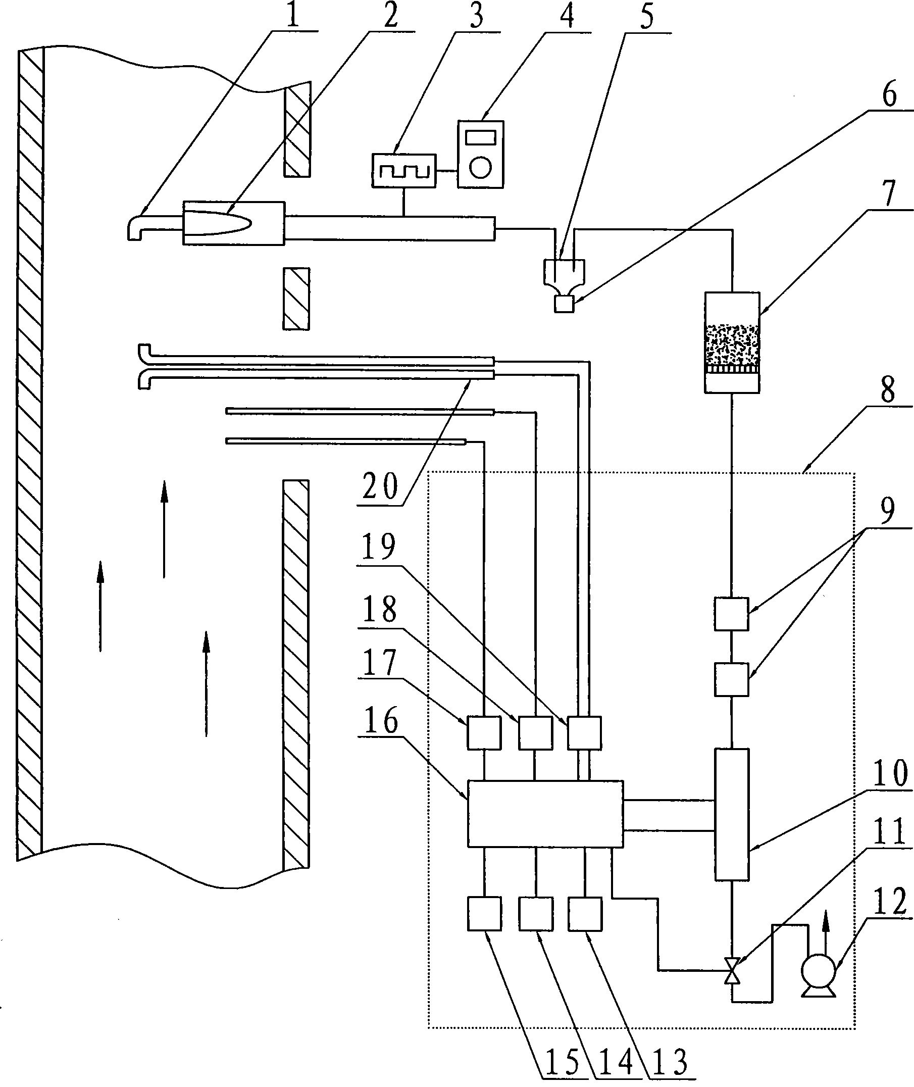 Semi-volatile organic matter sampling technique in exhaust emission pipe