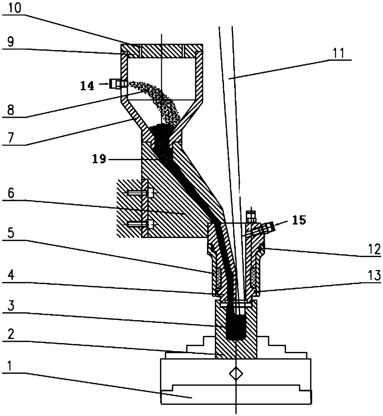 Powder conveying device suitable for small-specification in-hole laser bead welding