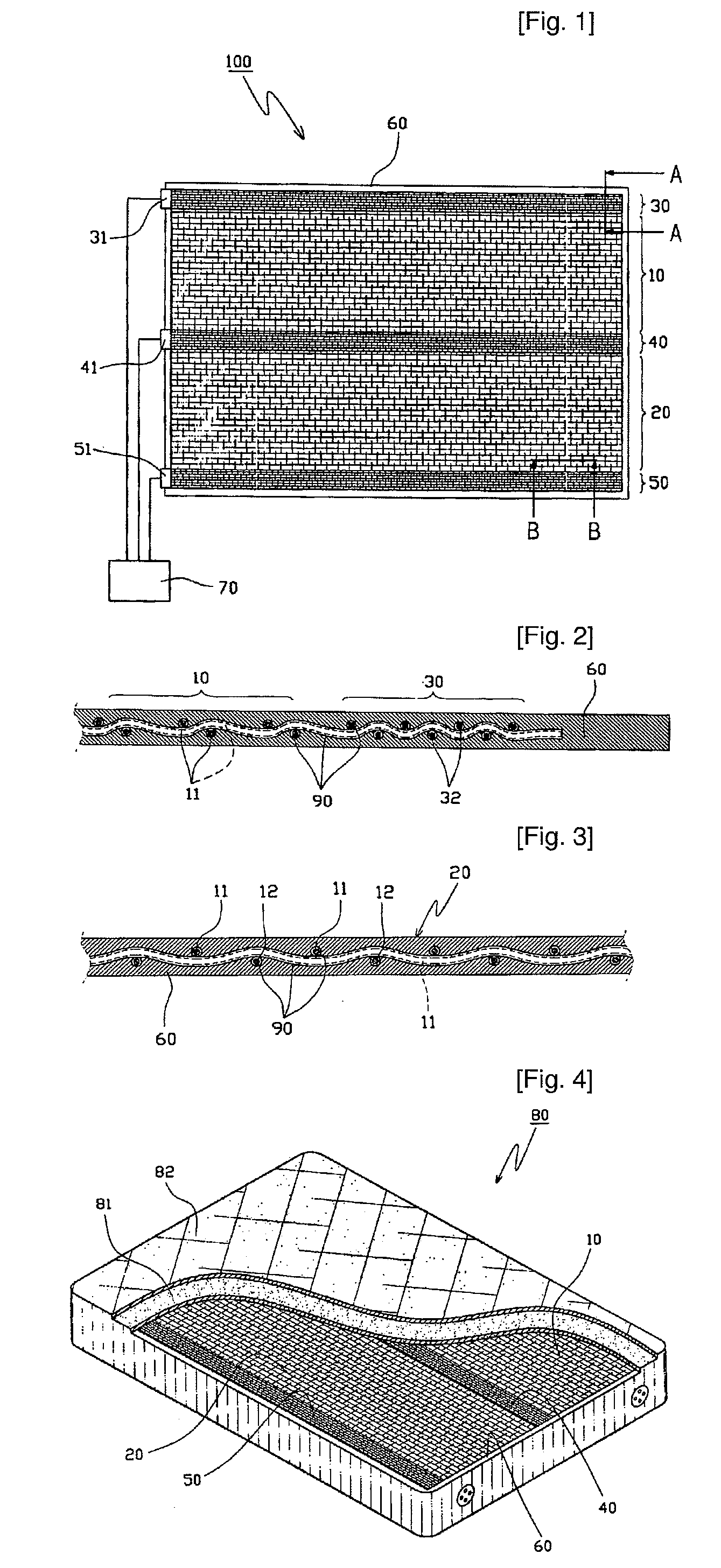 Fiber reinforced heating unit and mattress with thereof