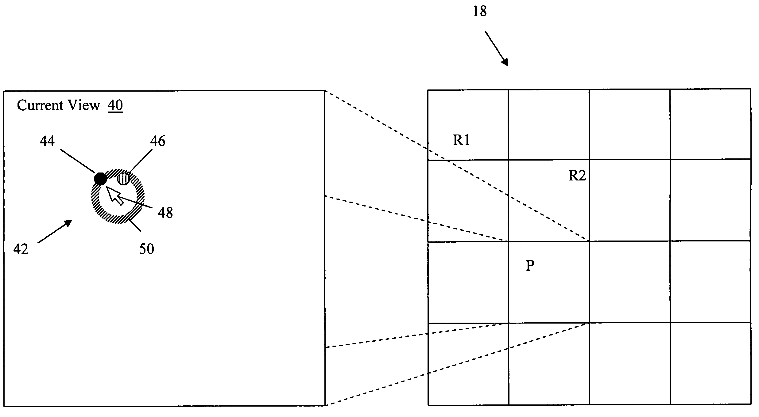 Mouse radar for enhanced navigation of a topology