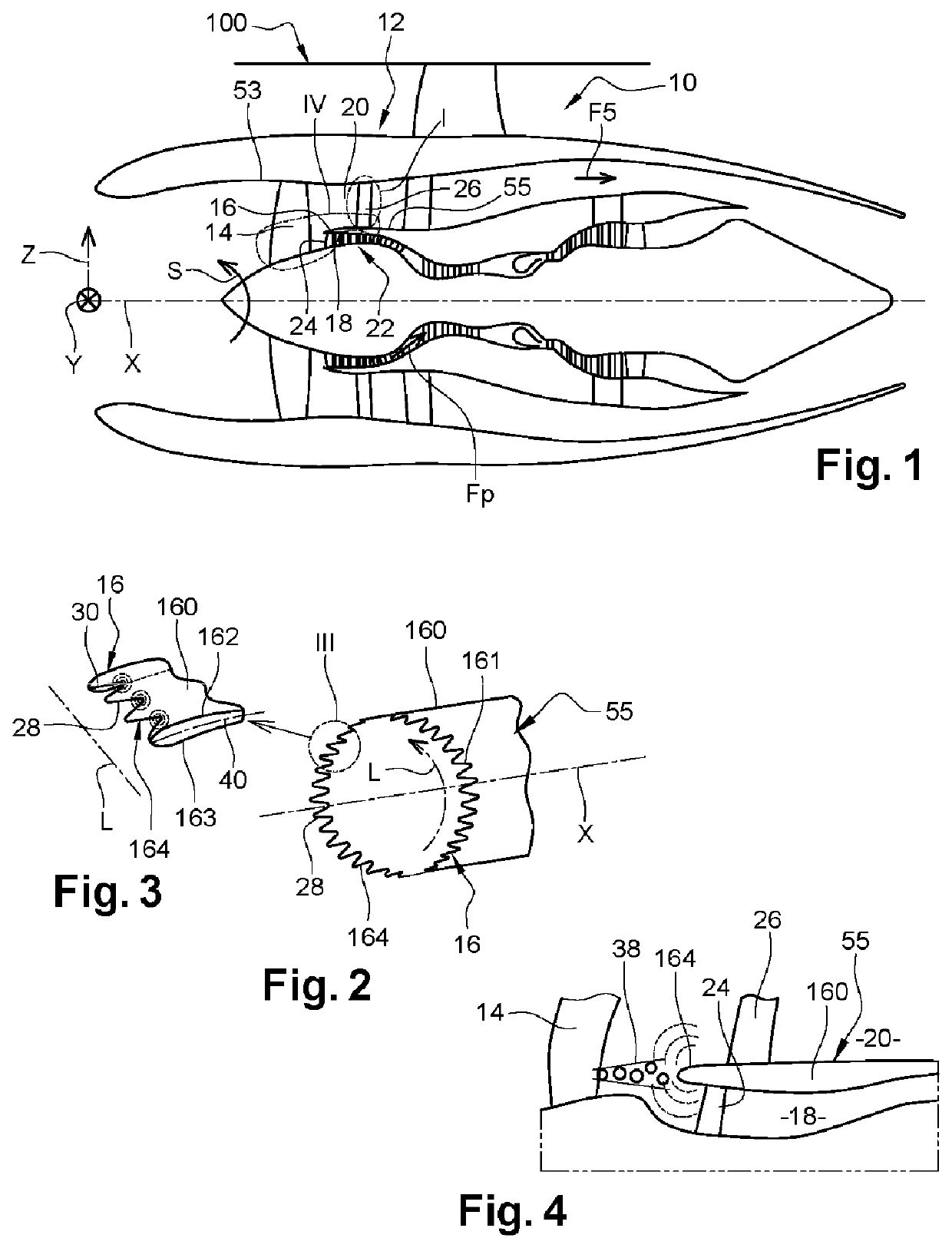 Profiled structure for an aircraft or turbomachine