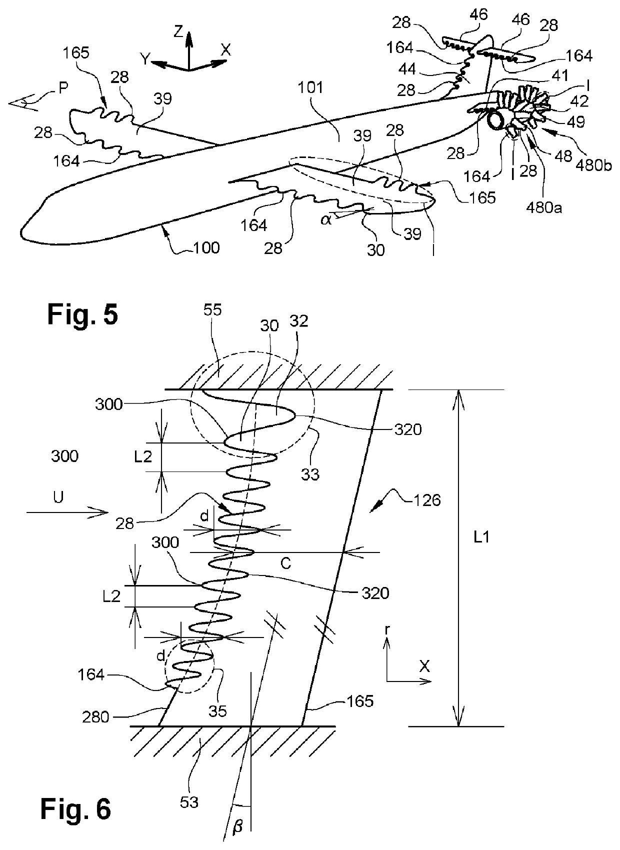 Profiled structure for an aircraft or turbomachine