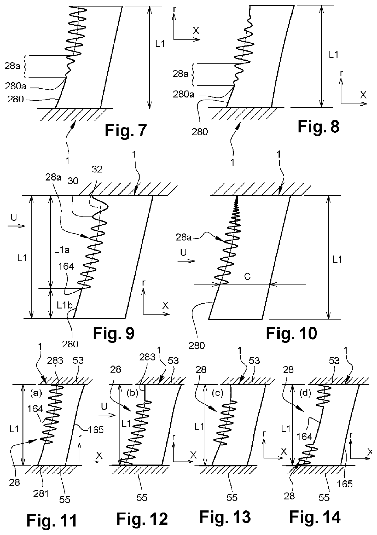 Profiled structure for an aircraft or turbomachine