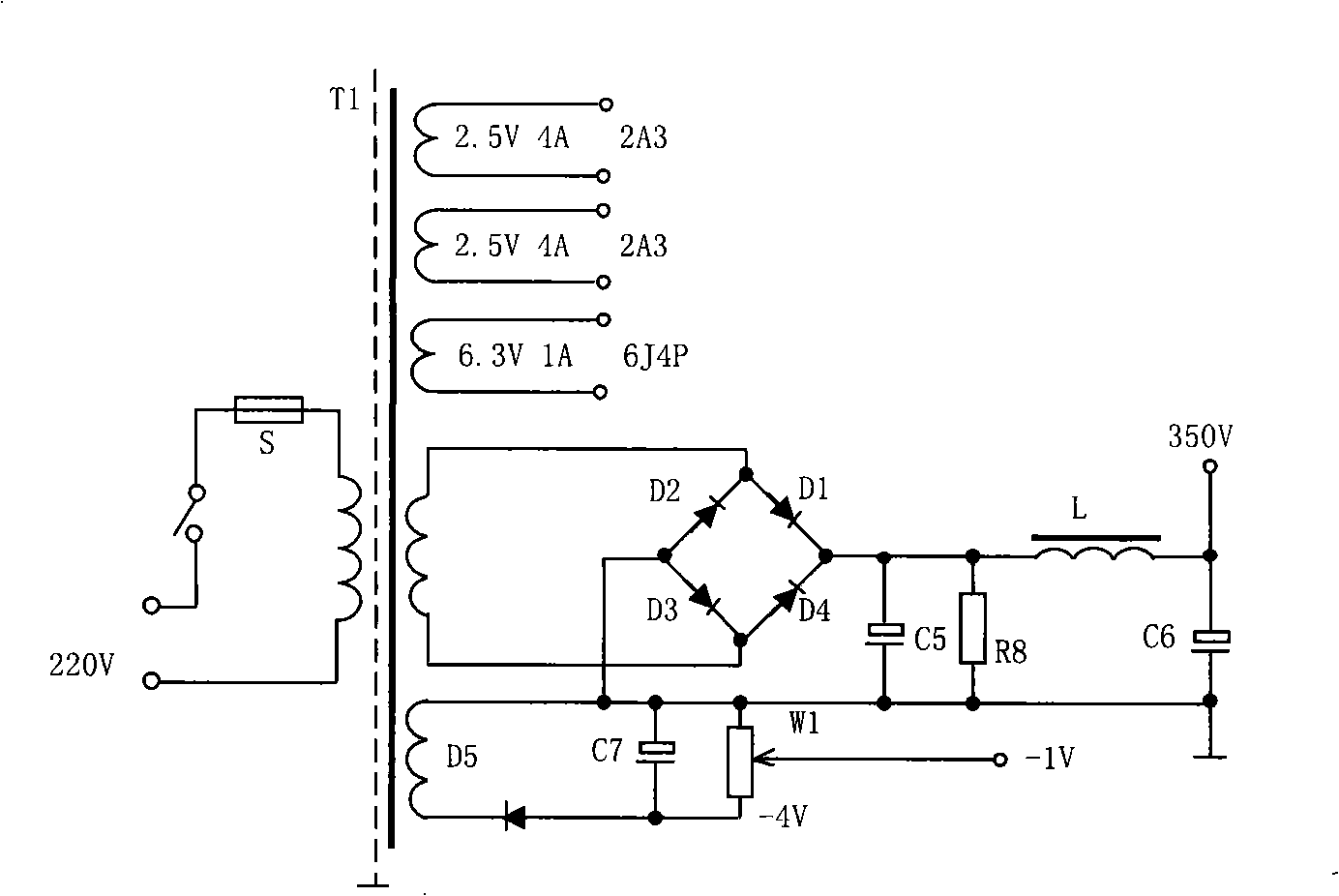 Amplifier for exerting negative feedback on electronic tube screen grid