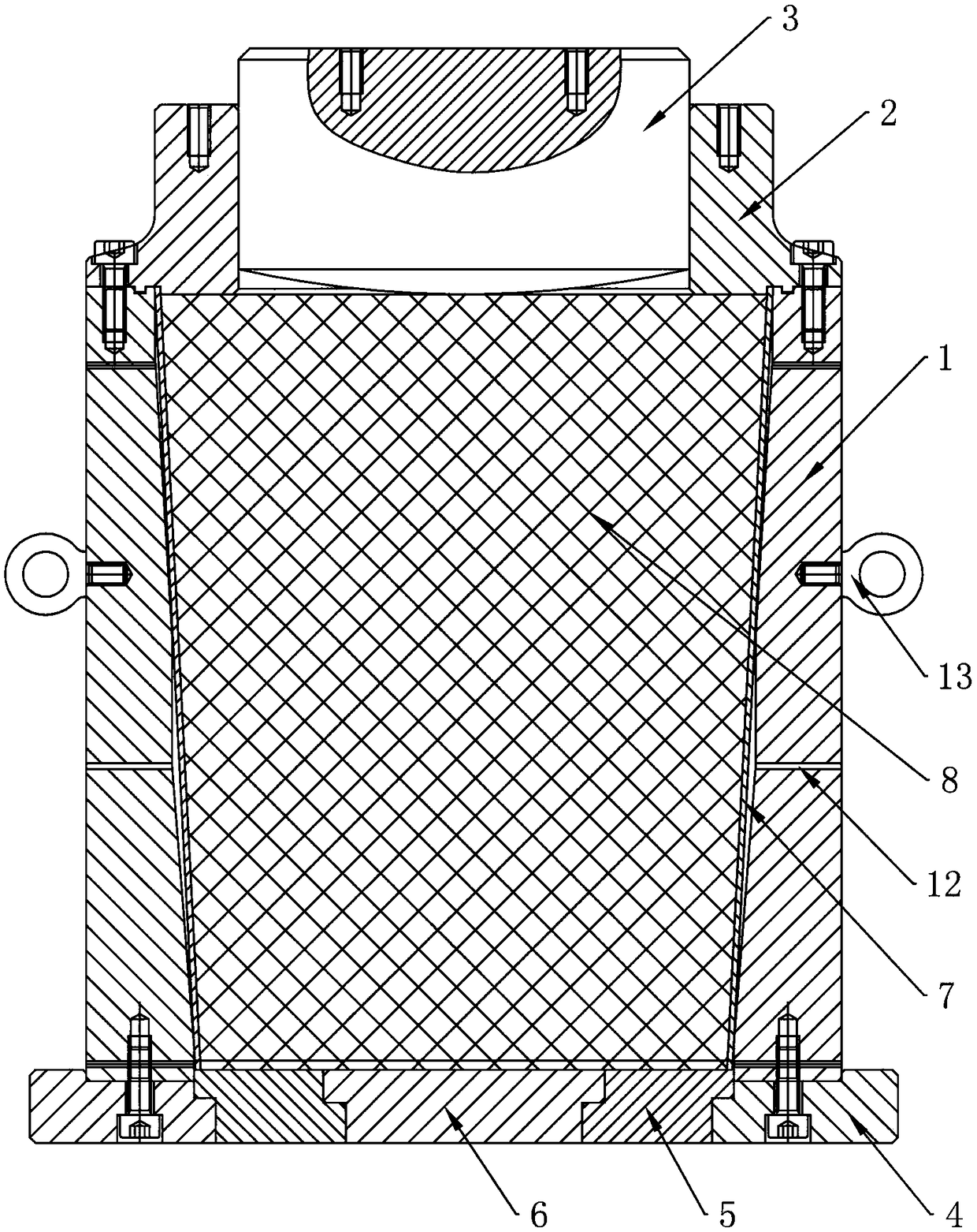 A guide sleeve body pressing mould and a using method thereof