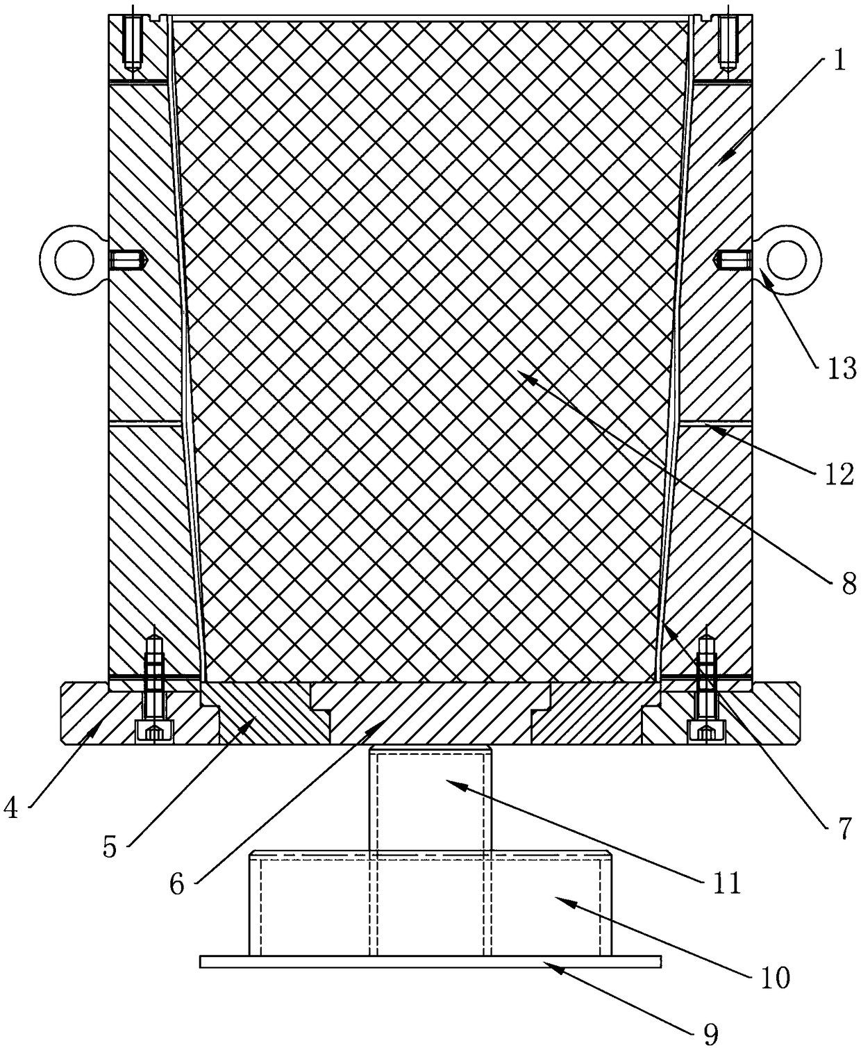 A guide sleeve body pressing mould and a using method thereof